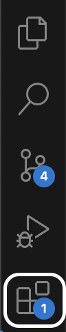 Visual Studio Code sidebar with Extensions Icon Highlighted